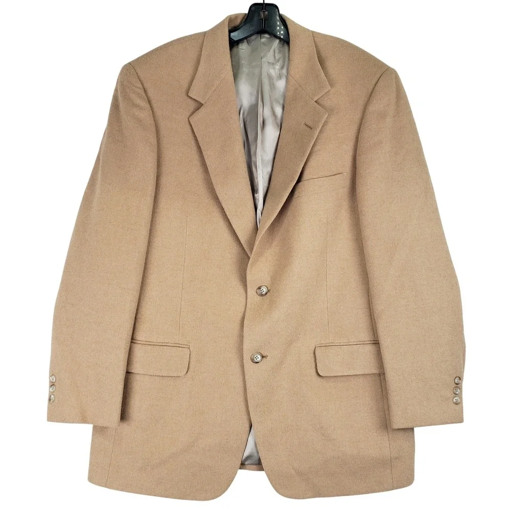 Roundtree & Yorke Camel Hair Blazer Mens 40R Tan Classic Luxury Professional